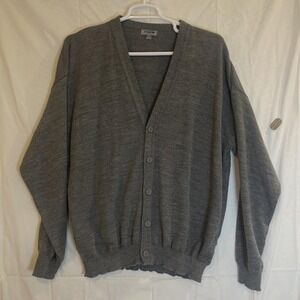 Edwards Sweater Mens 2XL Gray Button Cardigan Tuff-Pil Plus‎ Acrylic Made USA